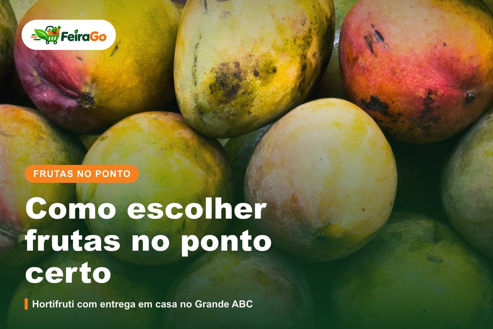 Várias mangas de cores diferentes, do verde ao rosado, expostas lado a lado